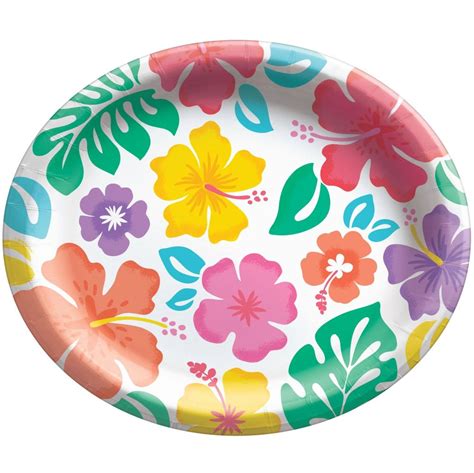 Summer Hibiscus 12 Inch Oval Plates Party At Lewis Elegant Party