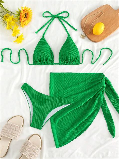 Triangle Bikini Mit Neckholder And Strandrock Shein Schweiz