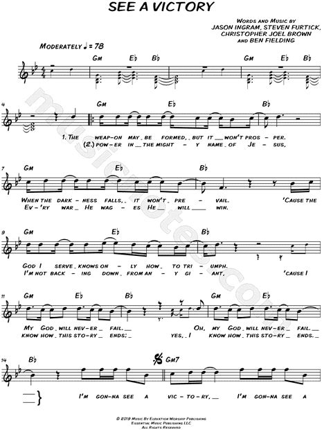 Elevation Worship See A Victory Sheet Music Leadsheet In Bb Major Download And Print Sku