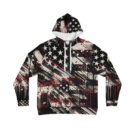 Edgy American Flag Distressed Grunge Streetwear Hoodie - Bold Graffiti