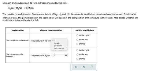 Solved Nitrogen and oxygen react to form nitrogen monoxide, | Chegg.com