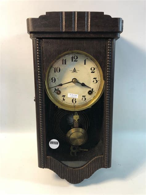 Lot Korean Oak Regulator Clock 165 Tall