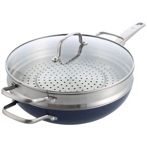 Blue Diamond Wok With Steamer And Lid Cm