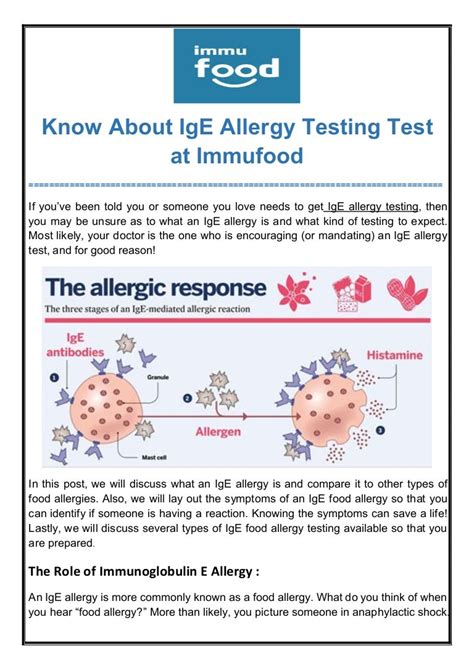 Know About IgE Allergy Testing Test at Immufood