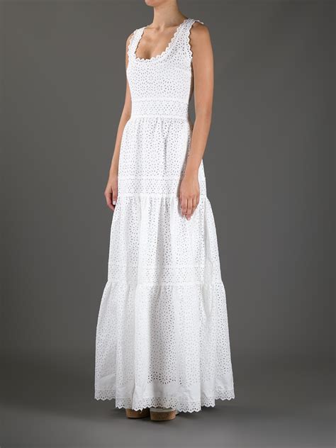 Luisa Beccaria Eyelet Maxi Dress In White Lyst