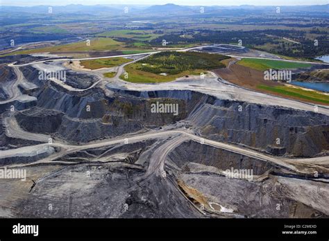 Aerial View Of Open Cut Coal Mine Hunter Valley Nsw Australia Stock