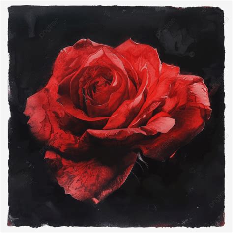 Abstract Red Rose Painting On Black Paper Abstract Red Rose Painting