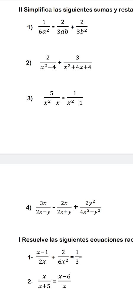 Solved II Simplifica Las Siguientes Sumas Y Resta 1 6a