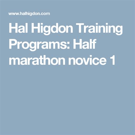 Hal Higdon Training Programs Half Marathon Novice 1 Running 10k Running Race Half Marathon