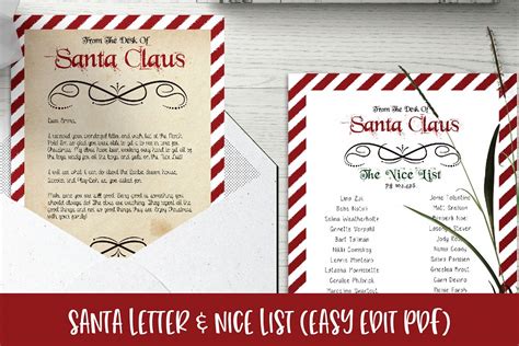 Santa Letter And Nice List Editable Christmas Pdf Template