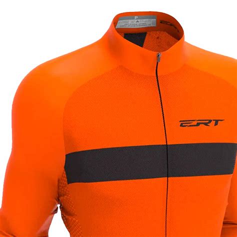 Camisa Manga Longa Ert Nova Tour Strip Laranja E Preta Ciclismo Bike