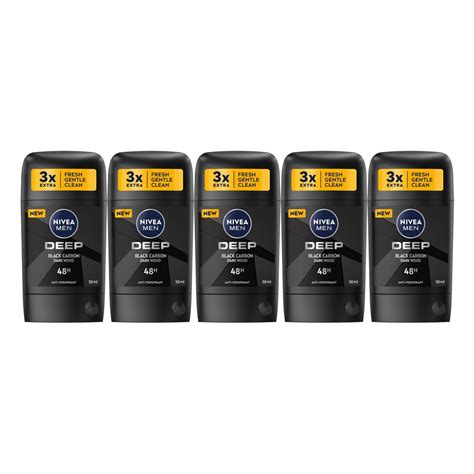 NIVEA MEN DEEP Anti-perspirant Stick Deo with Active Charcoal, 5x50ml ...