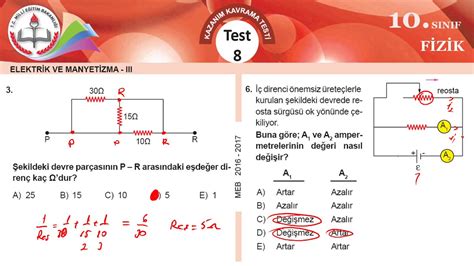 Meb Eba Okul Kursu F Z K S N F K K Testi Elektrik Ve