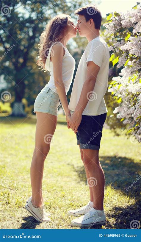 Pretty Young Couple In Love Sensual Kiss Stock Image Image Of Kiss