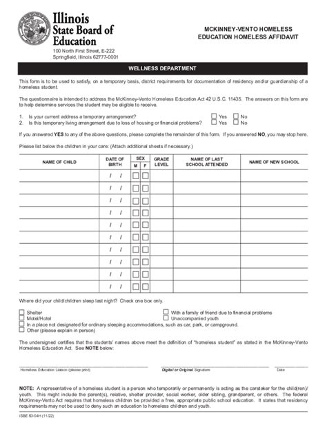 Fillable Online MCKINNEY VENTO HOMELESS EDUCATION HOMELESS AFFIDAVIT