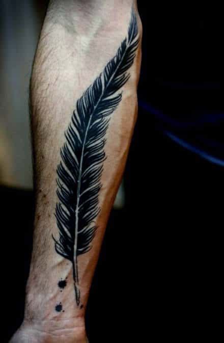 70 Feather Tattoo Designs For Men Masculine Ink Ideas