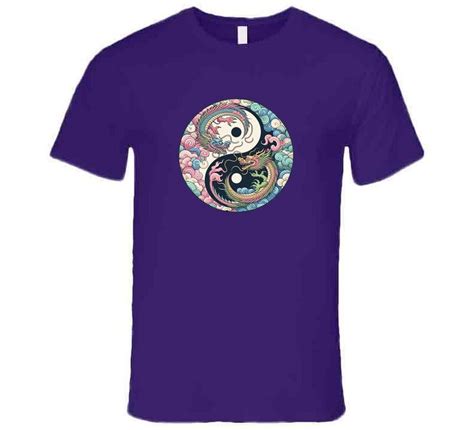 Yin Yang Dragons Pastel Colors Graphic Design Tee T Shirt