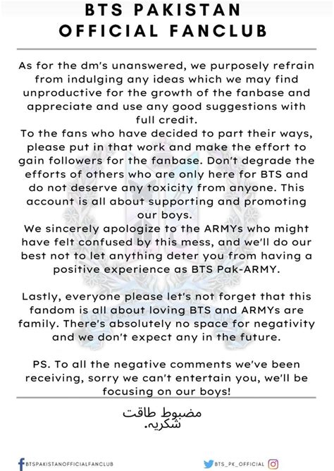 Bts Pak Official⁷l🇵🇰 On Twitter Official Statement By Btspk