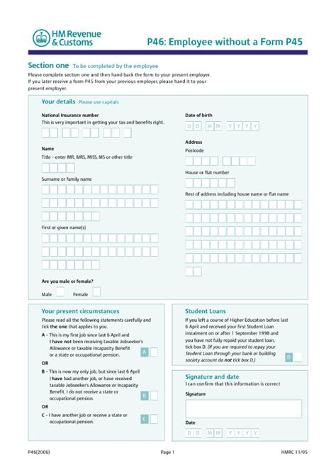 P46 Tax Form What Is A P46 Form Uk