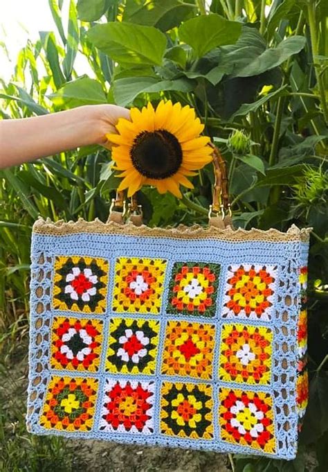 Crochet Beach Bags Crochet Tote Crochet Handbags Granny Square