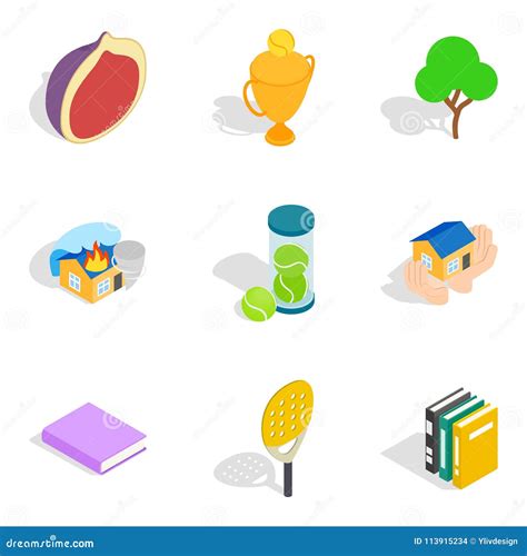 Liveliness Icons Set Isometric Style Stock Vector Illustration Of