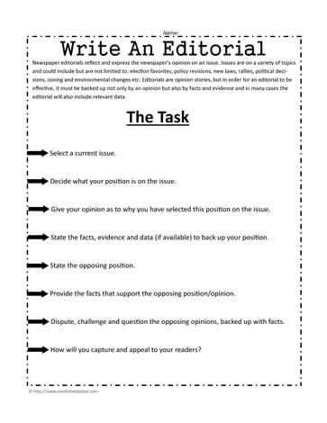 Editorial Writing Task Sheet