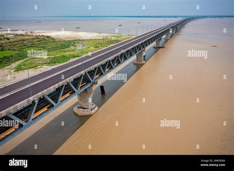 Aerial View Of Padma Bridge Over The Padma River Mawa Munsiganj