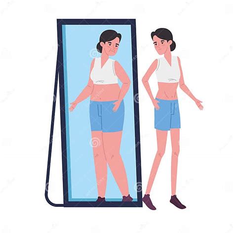 Anorexia Girl In Front Of The Mirror Stock Illustration Illustration