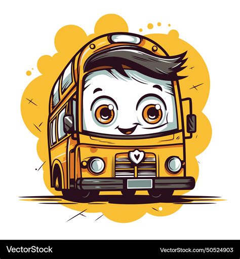 Cute cartoon school bus character isolated Vector Image