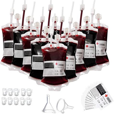 Halloween Fake Blood Bags For Drinks Vampire Theme Party Props Pcs