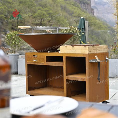 Rusty Corten Steel Bbq Large Size Brasero For Outside Cooking Party