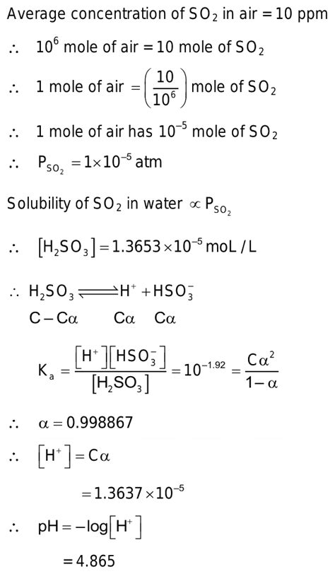 The Average Concentration Of SO2 In The Atmosphere Over A City On A