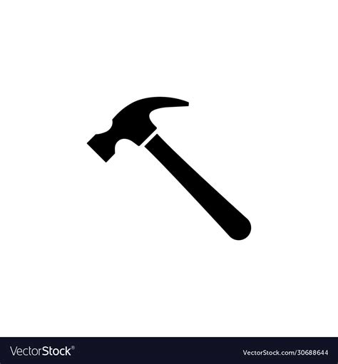 Hammer Icon Design Black Symbol Isolated On White Vector Image