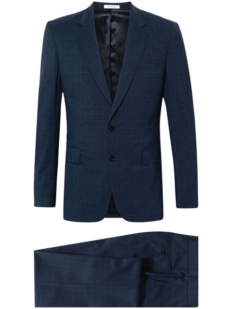 Fursac Prince Of Wales Check Wool Suit Blue Farfetch Cy