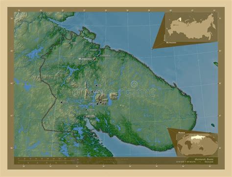 Murmansk Russia Physical Labelled Points Of Cities Stock