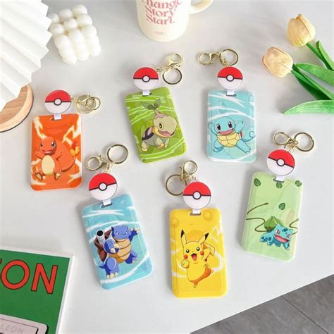 GYYT Retractable Buckle Pikachu Card Holder Pokemon Anime Documents Bag