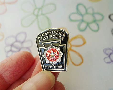 Pennsylvania State Police Trooper Pin Black Gold Red Enamel Etsy