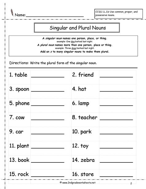 Worksheets For Singular And Plural Nouns