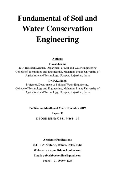 PDF Fundamental Of Soil And Water Conservation Engineering