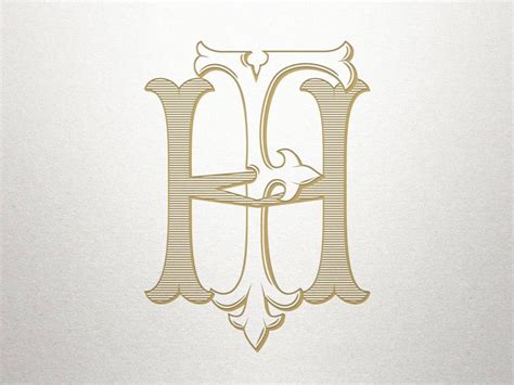 Custom Vintage Monogram Fh Hf Vintage Monogram Digital Etsy Vintage