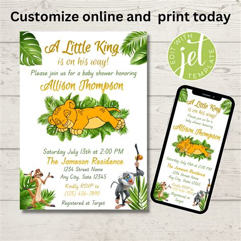 Lion King Baby Shower Invitations