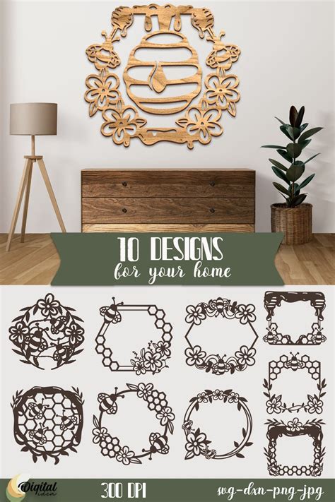 Honey Bee Frame Designs Svg Honey Papercut Bee Lasercut