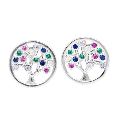 Silverver Tree Of Life Earrings Laden With Colourful Fruits