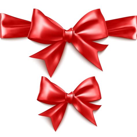 Premium Vector Decorative Red Bow And Red Ribbon Bow For Page Decor Isolated On White Vector