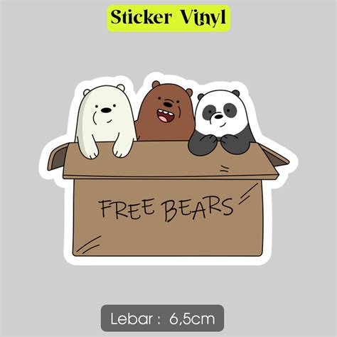 Jual Stiker We Bare Bears Free Bears Sticker Lucu Vinyl Satuan Anti Air