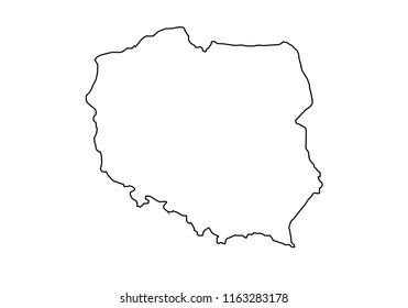 Poland Outline Map National Borders Country Stock Vector (Royalty Free ...