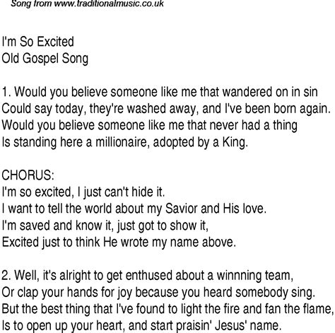 I M So Excited Christian Gospel Song Lyrics And Chords