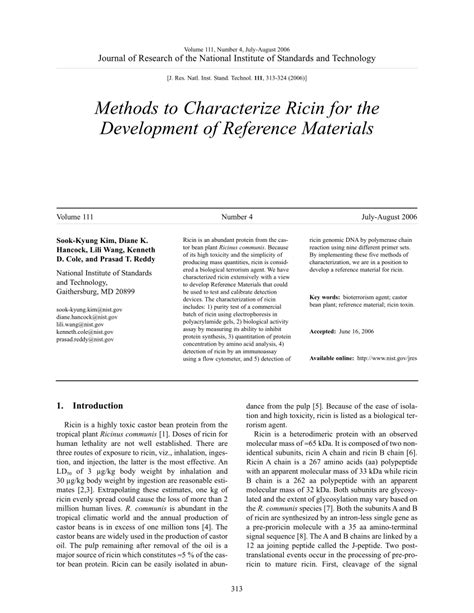 (PDF) Methods to Characterize Ricin for the Development of Reference Materials