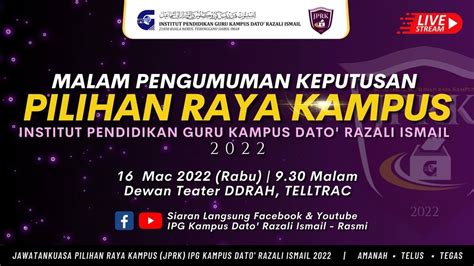 Malam Pengumuman Keputusan Pilihan Raya Kampus Prk Ipgkdri Youtube