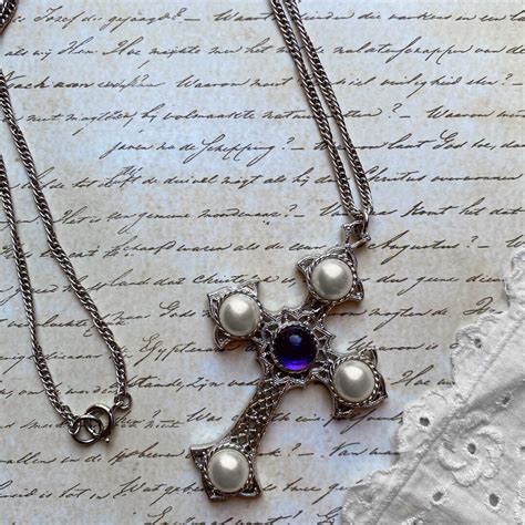 Sarah Coventry Crusader Cross Silver Tone Necklace Vintage Etsy